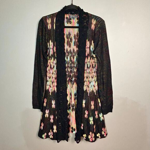 whimsgoth sweater small Nicole Sabbattini long cardigan rainbow floral - Picture 1 of 12